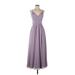 Kennedy Blue Cocktail Dress - A-Line V Neck Sleeveless: Purple Print Dresses - Women's Size 4