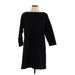Joan Vass Casual Dress - Shift: Black Solid Dresses - Women's Size 10 Petite