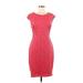 Bisou Bisou Casual Dress - Sheath Scoop Neck Short sleeves: Red Solid Dresses - Women's Size 8
