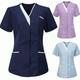 S12 Womens Nurses Tunic Uniform Clinic Carer V-Neck Protective Clothing Tops