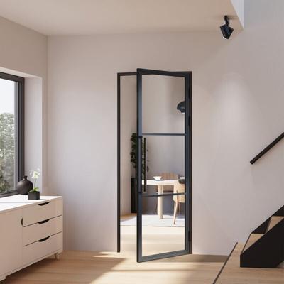 Schulte - Glastür Komplettset mit Beschlag Loftstil 834 x 1972 mm din Rechts - Griffstange Drehtür Image