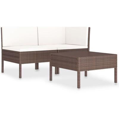Vidaxl - 3-tlg. Garten-Lounge-Set mit Auflagen Poly Rattan Braun Image