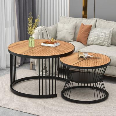 Couchtisch und 2er Set, Beistelltisch (Couchtisch Satz Marmor Furnier Sofa Seite Nest von Tischen Image