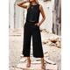 Tank Top Pants Sets Women's Black Yellow Blue Solid Color Casual Daily Fashion Round Neck Regular Fit S