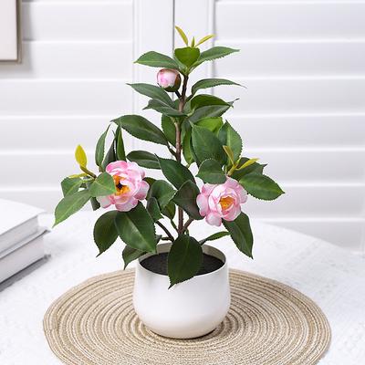 Transform Your Living Space with Exquisite and Lifelike Artificial Camellia Potted Plants, Perfect for Adding Natural Beauty and Elegance to Your Home Decor