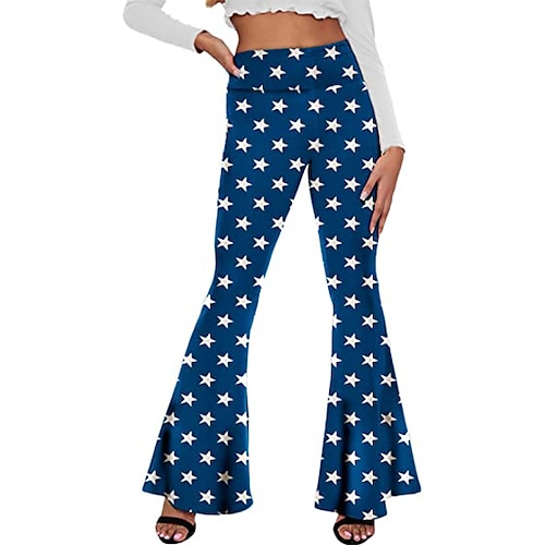 Hippie Retro Vintage 1960er 1970er Disko Hoch tailliert Hose Glockenhose Damen Kostüm Jahrgang Cosplay Freizeitskleidung Festival Hosen Schlager Outfit Image