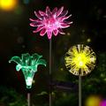 Solar Stake Lights Color Changing Outdoor Multi Color Solar Flowers Yard Lights Waterproof Garden Decor (Dandelion, Lily, Sunflower) Solar Patio Lights Multicolor Changing