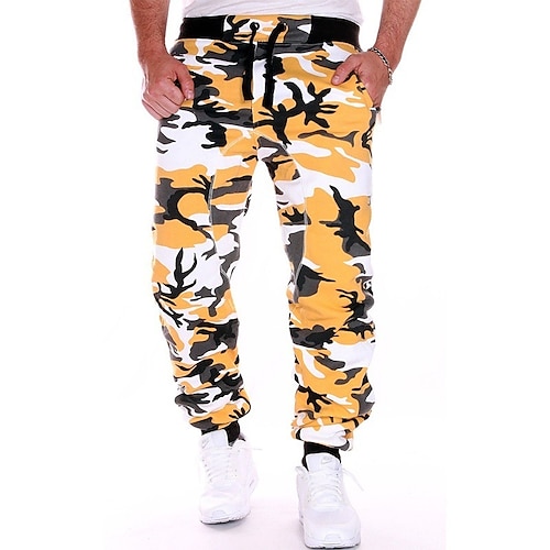 Herren Jogginghose Jogginghose Jogger Hose Hosen Hose Kordelzug Elastischer Bund Tarnung Weich Atmungsaktiv Sport Outdoor Täglich Lässig / Sportlich Gelbe Tarnung Grüne Tarnung Image