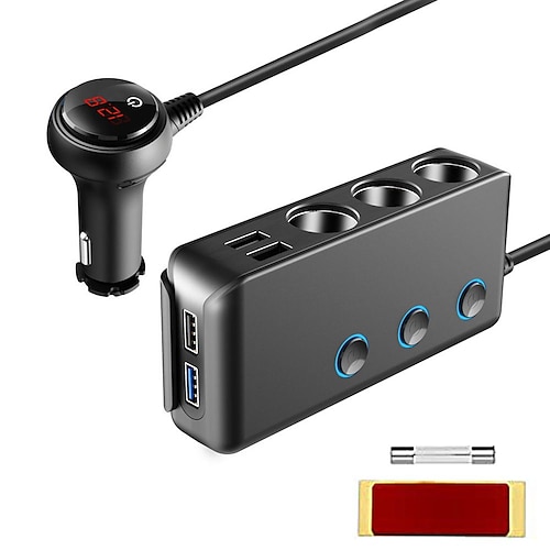 zigarettenanzünder 4 usb ladegerät splitter 12v steckdose netzteil auto neu Image