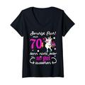 Damen 70. Geburtstag Jahrgang 70 Jahre Geschenk Ehefrau Frau T-Shirt mit V-Ausschnitt