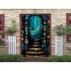 1 couverture de porte murale en polyester fantaisie floral mystique motif de porte porche fond ferme fête de vacances porte d'entrée suspendue intérieur extérieur bannière décoration d'intérieur 177,8