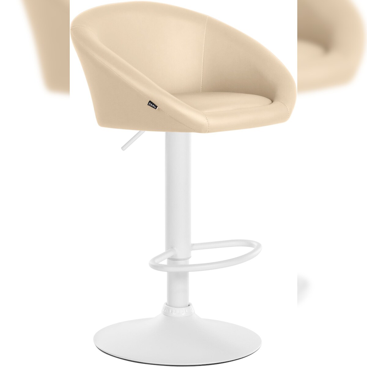 CLP Barhocker Davie Kunstleder creme/Metall matt weiss Image