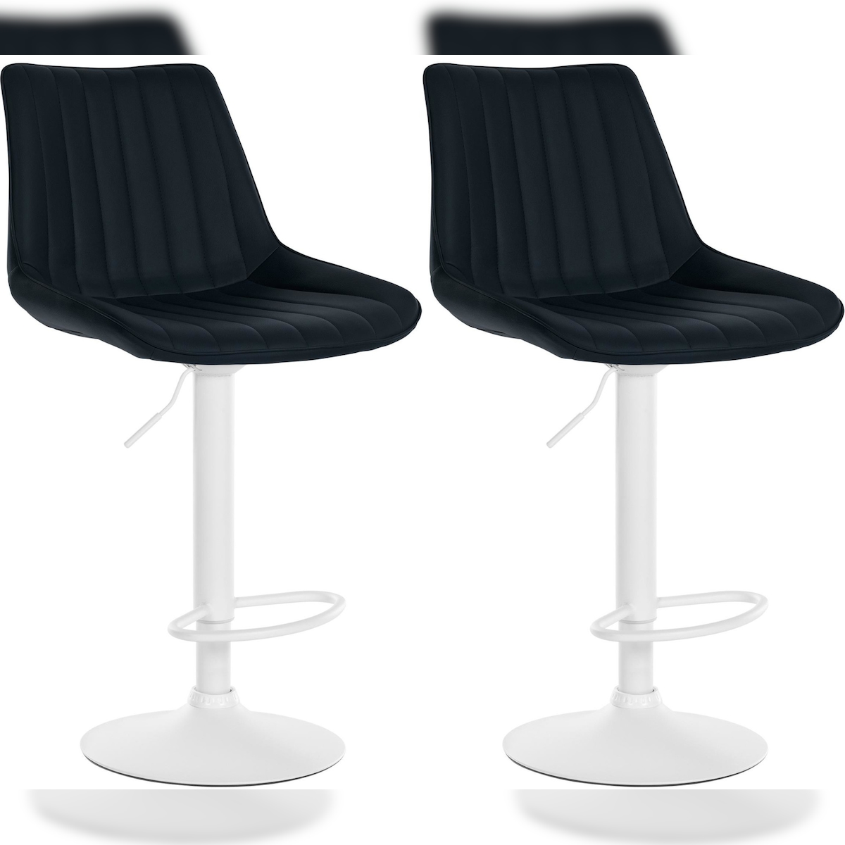 CLP 2er Set Barhocker Toni Kunstleder schwarz/Metall matt weiss Image