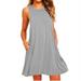 Herrnalise Women Summer Casual T Shirt Dresses Fashion Women O-Neck Casual Solid Pockets Sleeveless Above Knee Dress
