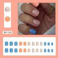 YOHOME Short Square Contrasting Small Floral Color-blocked Fashionable White Sweet European And American Style Fake Nails Finished Product 10ml Best Gift