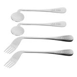 1 set of Elderly Curved Spoons Patients Feeding Utensils Patients Tableware Self-feeding Fork
