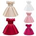 Elainilye Fashion Girls Princess Dresses Bowknot Off Shoulder Pleated Skirt Formal Dresses for Party Gown Long Dresses Sizes 3-10Y Beige