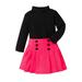 Jalioing Suits for Child Girls High Neck Long Sleeved Sweater Undershirt with Double-Breasted Pleated Skirt (1-2 Years Black)