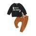 Hirigin Ghostly Baby Boy Halloween Outfits with Letter Print Sweatshirt and Pants