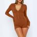 WQJNWEQ Clearance Deals Ladies Sexy Bodysuit V-Neck Long Sleeve Yoga Rompers Workout Ribbed Pajamas Sport Jumpsuits Rompers Fashion Gift