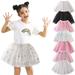 Elainilye Fashion Girls Tutu Skirt Party Performance Dress Solid Color Embroidery Net Yarn Tulle Princess Dress Skirt Sizes 2-14Y Beige