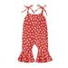 Qtinghua Toddler Baby Girls Valentine s Day Jumpsuit Heart Print Sleeveless Tie-Up Spaghetti Straps Bell-Bottoms Romper Red 4-5 Years