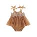 aturustex Charming Lace Spaghetti Strap Romper for Baby s Summer Wardrobe