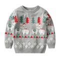 Quealent Girls Sweater Female Big Kid Sweater Knit Jumper Toddler Kids Girls Boys Christmas Cartoon Sweater Casual Prints Knitted Long (Grey 18-24 Months)