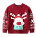 Quealent Boys Sweater Male Big Kid All Hoodie for Boys Toddler Boys Girls Winter Long Sleeve Christmas Cartoon Deer Knit Sweater Base (Red 18-24 Months)