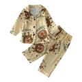 Quealent Girls Childrenscostume Female Big Kid Baby Wrap for Girls Toddler Boys Girls Christmas Long Sleeve Cartoon Prints T Shirt Tops Pants (Beige 5-6 Years)