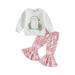 Canis Ghost Pattern Sweatshirt and Flare Pants Set for Toddler Girls Halloween Costume