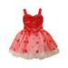 WREESH Girls Romper Sleeveless Jumpsuit Valentine S Day Dress Sequin Heart Mesh Backless Dress Red