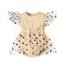 Girl Clothes New Cute Triangle with Flying Sleeves Bowknot Polka Dot Printing Outfits for Girls