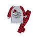 TUWABEII Kid s Mother s Day Pajamas Parent-child Outfit Children s Long Sleeved Plaid Printed Home Clothing Top+pants Set (children)