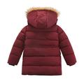 Stamzod Down Coats For Kids Boys Girls Clearance Winter Warm Jacket Hoodie Solid Color Windproof Furs Collar Long Sleeve Medium Length Button Kids Outerwear With Zipper