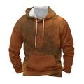 Amtdh Western Vintage Pullover for Men Clearance Tie-Dye Hooded Neck Long Sleeve Sweatshirts Casual Men s Fleece Warm Hoodies with Pocket Soft Fitting Blouses Mens Cool Tops Fashion 2023 Brown L