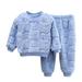 ZMHEGW Toddler Outfits Children S Baby And Pajamas Boys Jacquard Homewear Girls Fuzzy Warm Two Piece Clothes Set