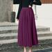 Homenesgenics Spring Dresses for Women Holiday Flared Midi Knee Long Skirt Fashion Women Solid Strap Ladies Floral Mesh High Waist Pleated/Purple-CyberÂ·Monday Deals