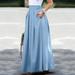 Homenesgenics Spring Dresses for Women Birthday A-Line Maxi Flared Dress Fashion Women Spring Summer Belt Zipper High Waist Solid Retro Skirt Women Pleated/Blue-CyberÂ·Monday Deals