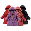 Esaierr Kids Girls Winter Fleece Outerwear Teen Hooded Cotton OutWear Mid-Length Soft Cute Big Little Girls Warm Heavyweigh Zipper Hooded Parka Fleece Jacket Coat for 4-14T