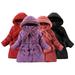 KYAIGUO Kids Girls Winter Fleece Outerwear Mid-Length Soft Cute Big Little Girls Warm Heavyweigh Zipper Hooded Parka Fleece Jacket Coat Teen Hooded Cotton OutWear for 4-14T