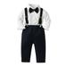 TAIAOJING Baby Boy Girl Christmas Outfit Toddler Long Sleeve Shirt Tops Pants With Tie Child Kids Gentleman Party Dress Outfits 3-4 Years