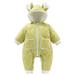 QUYUON Baby Winter Rompers Thicken Warm Fleece Lined Hooded Jumpsuits Zipper Front Pockets Long Sleeve Quilted Lightweight Puffer Jackets Coat One-Piece Rompers Snap Closure Green 18 Months