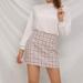 Homenesgenics Spring Dresses for Women Birthday Flared Pleated Midi Skirt Versatile Woolen High Waist Retro Plaid A-line Short/Pink-CyberÂ·Monday Deals