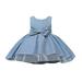 NIUREDLTD Flower Girl Dress Pageant Party Dress Long Round Collar Sleeveless Bow Front And Back A Line Dress Wedding Party Princess Dress Pageant Gown For Toddler Grils Light Blue Size 130/8