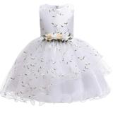NIUREDLTD Flower Girl Dress Kid Child Girl Sleeveless Floral Embroidered Tulle Princess Prom Dress Clothes Wedding Party Princess Dress Pageant Gown For Toddler Grils White Size 120