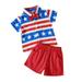 Toddler Boys Outfits Short Sleeve Independence Day 4Th Of July Star Striped Prints T Shirt Tops Shorts Child Kids Gentleman Sets Clothing Sets for Boys Size 4-5T