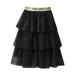 NIUREDLTD Toddler Baby Girls Fall Summer Tiered Skirt Solid Color Midi Dress High Waist Pleated Skater Skirts Black 130