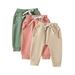 Suealasg Baby Girls 3-Pack Pants Infant Girls Spring Sweatpants Toddler Girls Fall Active Joggers Pants Kids Girls Casual Athletic Trousers Solid Color Pocket Bottoms