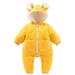 QUYUON Baby Winter Rompers Thicken Warm Fleece Lined Hooded Jumpsuits Zipper Front Pockets Long Sleeve Quilted Lightweight Puffer Jackets Coat One-Piece Rompers Snap Closure Yellow 12 Months